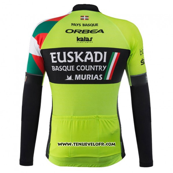 2017 Maillot Ciclismo Euskadi Noir et Vert Manches Longues et Cuissard